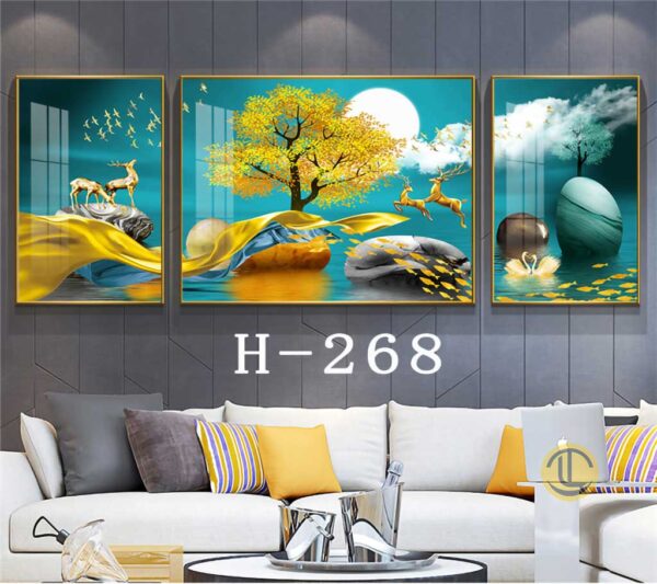 Tranh Phong Cảnh Con Hươu Và Cây Kim Tiền - H-268