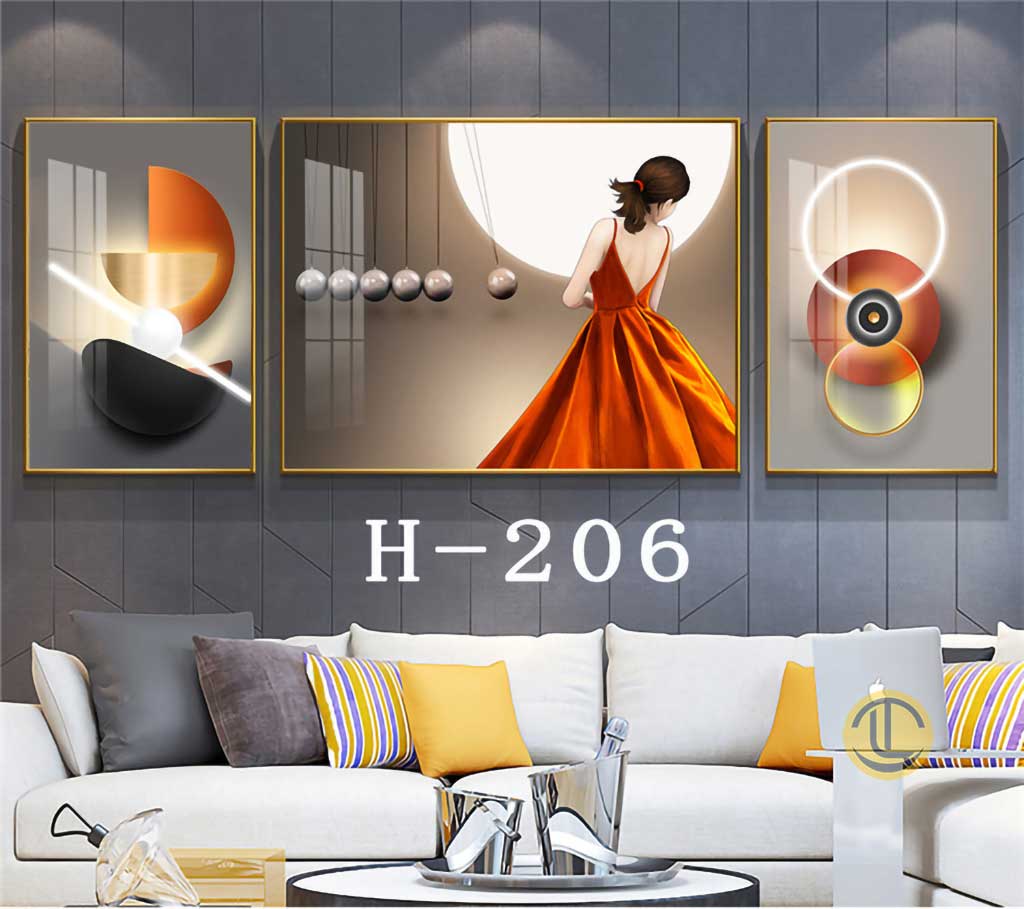 Tranh Cô Gái - H-206 Bộ 3 Tấm Tranh Treo Tường Cô Gái - H-206