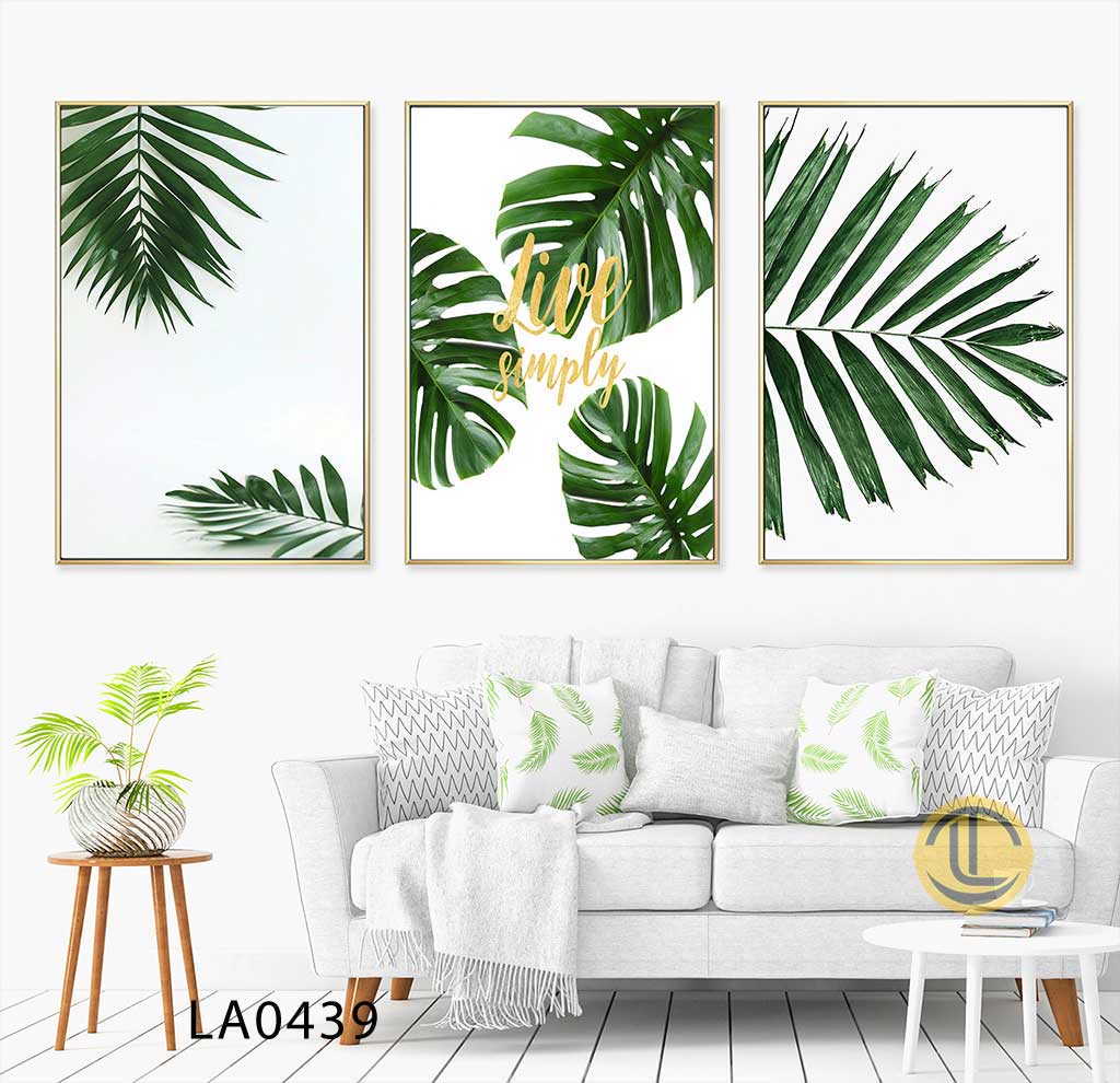 Tranh In Hoa Lá - LA0439-(1) Bộ Tranh Quán Trà Sữa Lá Cây - LA0439
