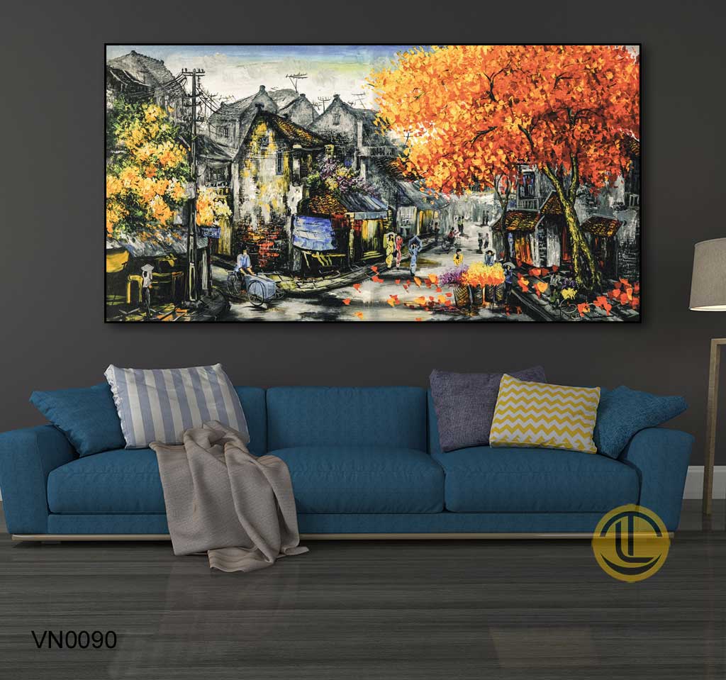 Tranh Phong cảnh Phố Cổ - VN0090-(1) Tranh Phố Cổ - VN090