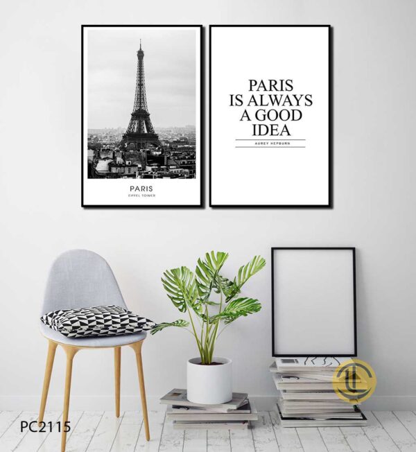 Bộ Tranh Trắng Đen Tháp Eiffel - PC2115