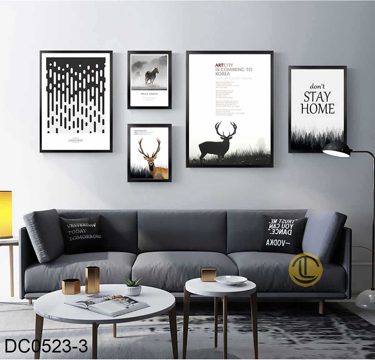 Tranh Trắng Đen - DC0-(776) Bộ Tranh Decor Treo Tường 5 Tấm - DC0776
