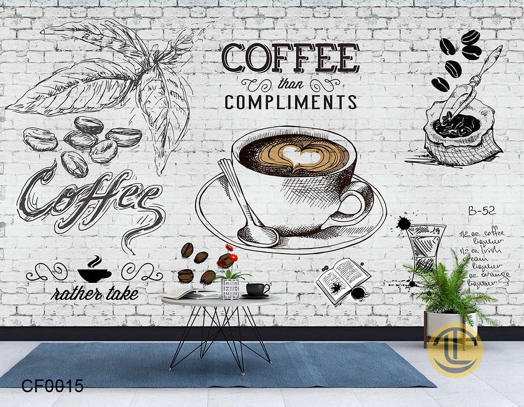 Tranh Dán Tường Quán Cafe - CF0015-(1) Tranh Dán Tường Quán Cafe - CF0015