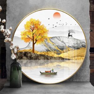 Tranh Tròn Phong Cảnh Sông Núi - 1494