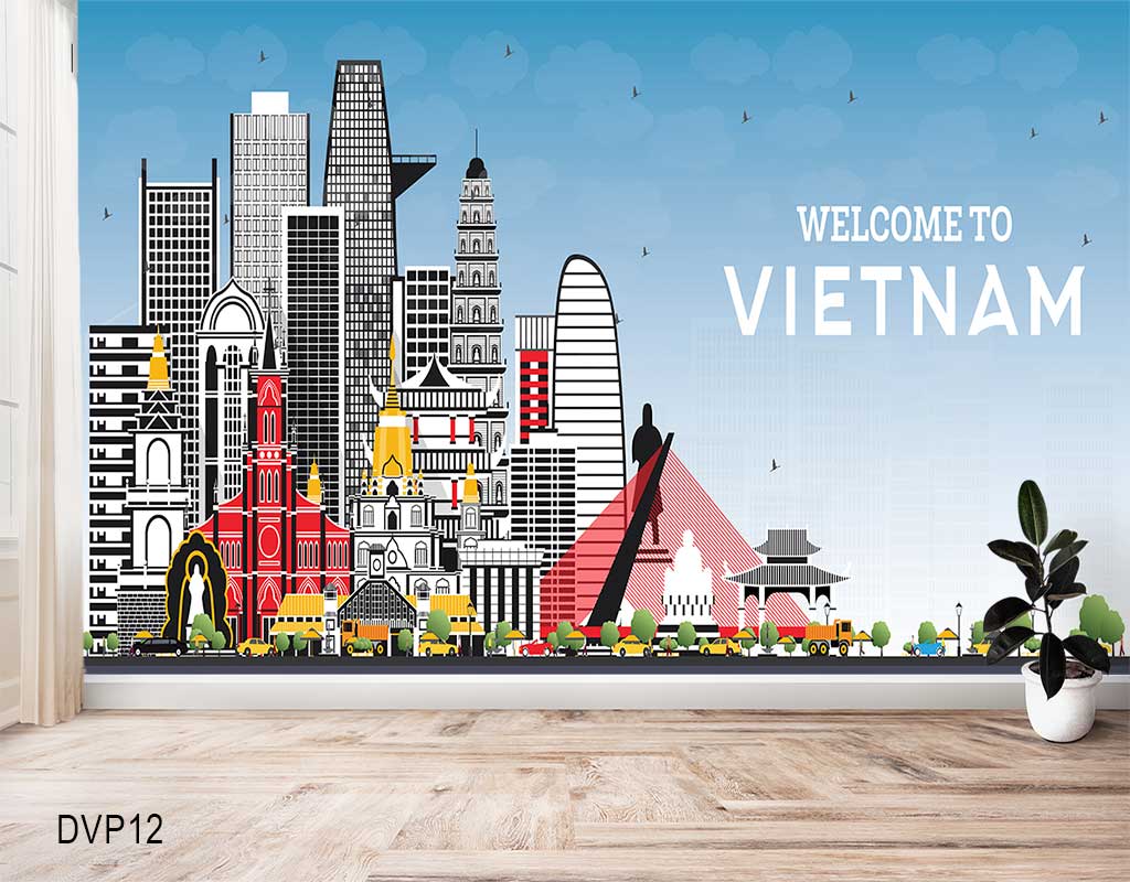 tranh-cac-toa-thap-viet-nam-dan-tuong-van-phong-DVP12 Tranh Các Toà Tháp Việt Nam Dán Tường Văn Phòng - DVP12